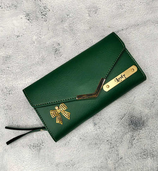 Giftswale personalised Green Colour Wallet Clutch for Women | Best ladies purse Gift For Girl Friend, Sister, Mom, Wife, Birthday, Anniversary, Karwa Chauth, Womens Day And Valentine's Day