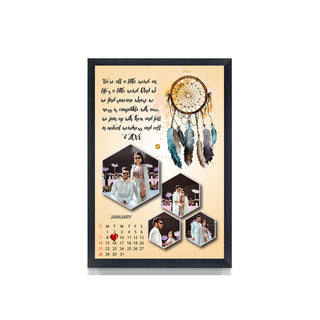 GiftsWale A4 Size Customized Dream Catcher Anniversary Photo Frame | Personalized with Your 4 Photos, Message and Date | Best Gift for Husband, Wife, Spouse, Couple, Parents, Friends, Mom, Dad, Brother, Sister, Bhaiya, Bhabhi, BFF, Him & Her |