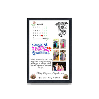 GiftsWale A4 Size Happy Anniversary Photo Frame | Wall Mount & Table Top | Customized With 5 Photos, Message & Date | Perfect Gift for Wife, Husband, Couple, Friends, Parents, Bhaiya, Bhabhi, Boyfriend, Girlfriend, Him & Her |