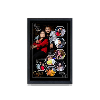 GiftsWale A4 Size Customized Anniversary Photo Frame | Wall Mount or Keep on Table | Personalized with 8 Photos | Best Anniversary, Wedding or Engagement Gift for Husband, Wife, Couple, Friends, Mom, Dad, Brother, Sister, Bhaiya, Bhabhi, Him & Her |