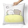 Peach and Goma Mochi Cat Pillow Cushion, Gifts for him, Boyfriend, Girlfriend, Valentines Gift for Girlfriend, Valentine Pillow for Couple, Peach Goma Pillow, Keychain with Card (Combo-13)