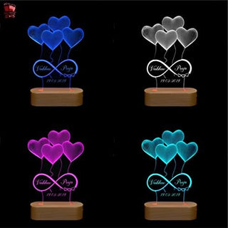 Artistic Gifts 3D Illusion Personalized LED Table Lamp for Couples| Neon Light Customized Name Night Lamp for Wedding Anniversary Marriage Couple Gifts for Parents, Wife, Husband. Multi Design 5