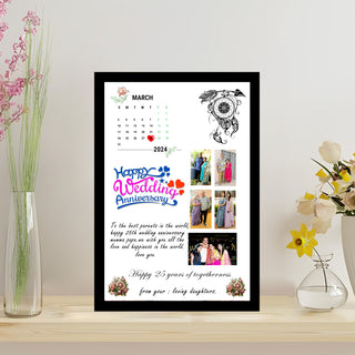 GiftsWale A4 Size Happy Anniversary Photo Frame | Wall Mount & Table Top | Customized With 5 Photos, Message & Date | Perfect Gift for Wife, Husband, Couple, Friends, Parents, Bhaiya, Bhabhi, Boyfriend, Girlfriend, Him & Her |