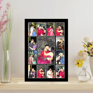 GiftsWale A4 Size Customized Photo Frame | Wall Mount & Table Top | Personalized with 13 Photos | Best Anniversary, Wedding or Engagement Gift for Husband, Wife, Couple, Parents, Friends, Mom, Dad, Brother, Sister, Bhaiya, Bhabhi, Colleague, Him and Her.