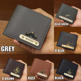 Personalized Vegan Leather Wallet with Name & Charm for Men