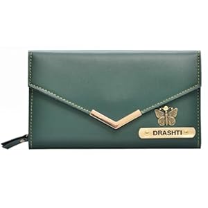 Personalised Wallet for Women | Wallet for Women with Name & Charm | Gifts for Women | Personalized Gifts for Women Card Holder, Hand Bag (Olive Green)