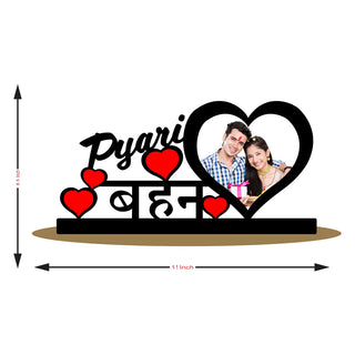 GiftsWale Pyari Bahan Table Top Stand Wooden Collage Photo Frame | Best Gift For Birthday, Sister And Raksha Bandhan | Personalized With Your Picture