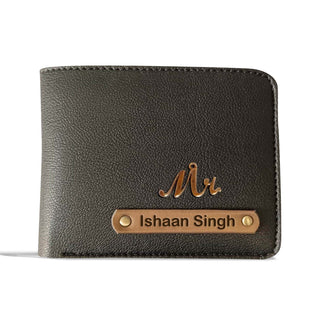 Personalized Vegan Leather Wallet with Name & Charm for Men