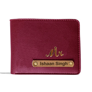 Personalized Vegan Leather Wallet with Name & Charm for Men