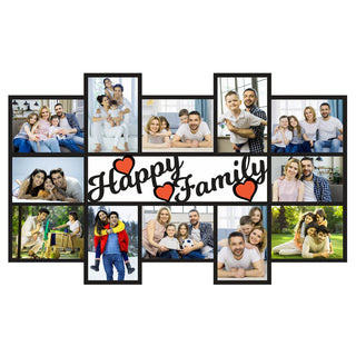 GiftsWale Happy Family Customizable Collage Photo Frame | Best Gift For Family, Friends, Birthday, Anniversary, Mom And Dad | Personalize It With 12 Photos And Text