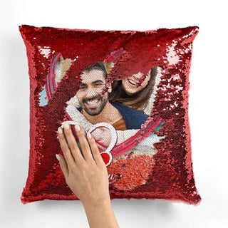 Cushion Cover with Filler, Red, Set of 1, Polyester, 12x12 Inches - Giftswale