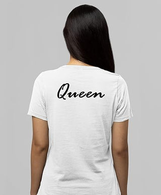 Customized Design Photo Name Text Print Personalize Round Neck White Polycotton Fabric Regular Fit Tshirt for Girls & Women - Giftswale