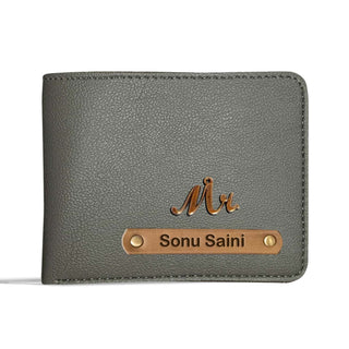 Personalized Vegan Leather Wallet with Name & Charm for Men