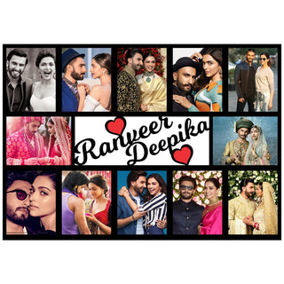 GiftsWale Customized Couple Collage Photo Frame With Names | Gift For Wedding, Marriage Anniversary, Birthday, Valentines Day, Karwa Chauth, Husband, Wife, Boyfriend, Girlfriend, Friends And Parents. Personalized With 12 Images and Text - Giftswale