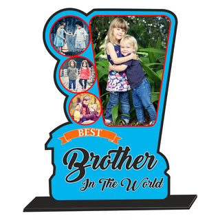 GiftsWale Best Brother Personalized Table Top Stand Photo Frame | Best Gift For Birthday, Raksha Bandhan | Customized It With Your Photos - Giftswale