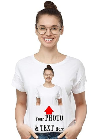 Personalized Tshirts Customized t Shirts My Photo Text Round Neck Half Sleeve T-Shirts Girls Boys Men Women Kids Personalised