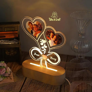 Customized Heart 3D Illusion Photo Led Lamp 18X22 cm (GNC 273)