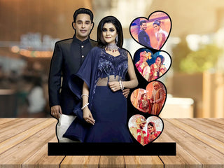 GiftsWale Personalized Table Top Stand Wooden Collage Photo Frame Best Gift For Anniversary Girlfriend Boyfriend Husband Wife Couple marriage wedding engagement valentines day karwa chauth
