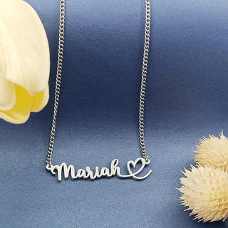 Customized / Personalized Single Name with Heart Design Necklace / Keychain / Pendant / Mangalsutra With Ur Name Or Love One Name With 24k Gold Plating and Laser Engraved Finish For Unisex Adult