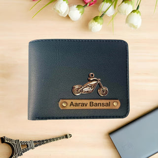 Personalised Mens Wallet with Charm - Blue