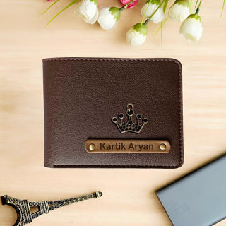 Personalised Mens Wallet with Charm - Brown