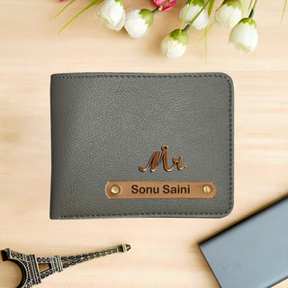 Personalised Mens Wallet with Charm - Gray