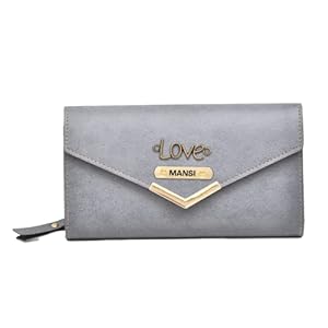 Personalized Classy Leather Ladies Wallet with Name & Charm | Gifts for Women for Birthday | Return Gifts for Women - Grey