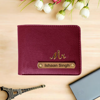 Personalised Mens Wallet with Charm - Maroon