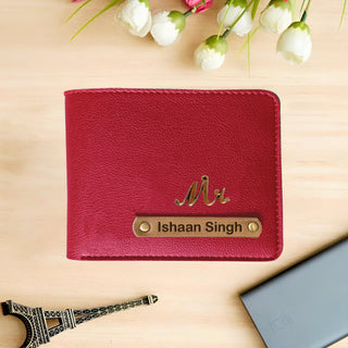 Personalised Mens Wallet with Charm - Red