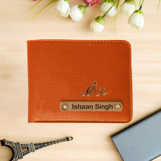 Personalised Mens Wallet with Charm - Tan