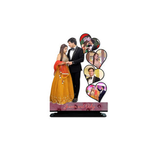 GiftsWale Personalized Table Top Stand Wooden Collage Photo Frame Best Gift For Anniversary Girlfriend Boyfriend Husband Wife Couple marriage wedding engagement valentines day karwa chauth